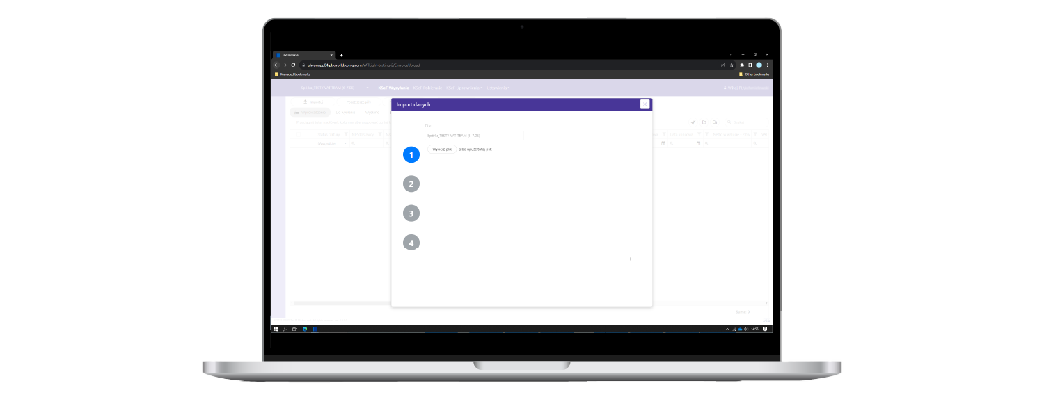 laptop z otwartą aplikacją KPMG VAT Tool: e-Invoicing