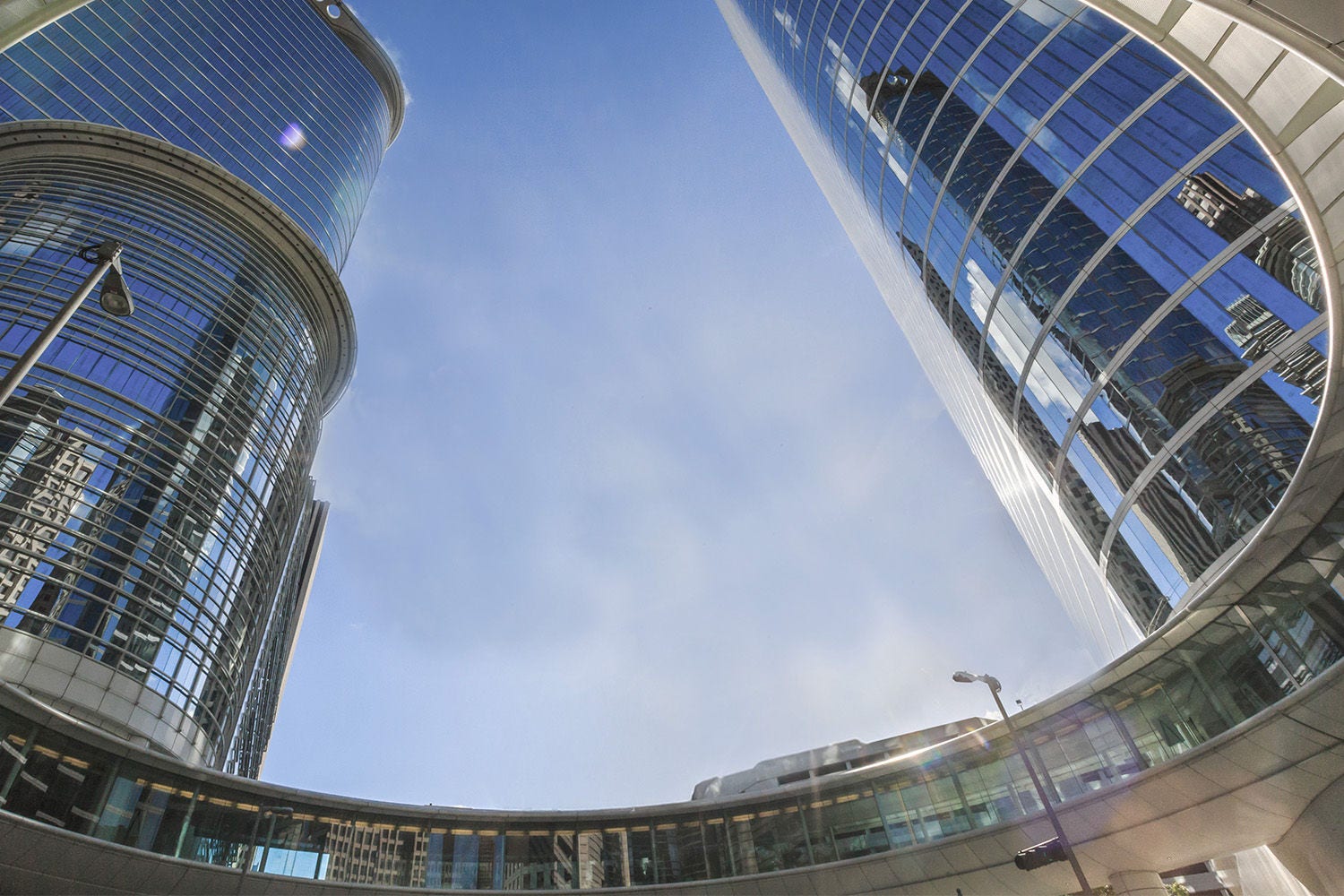 Shot of skyscrapers from below