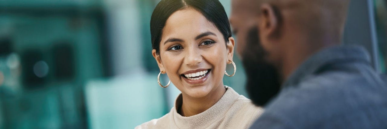 Two colleagues having a conversation