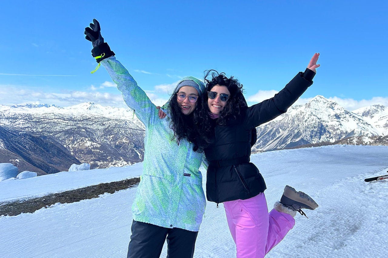 two women at the ski slopes