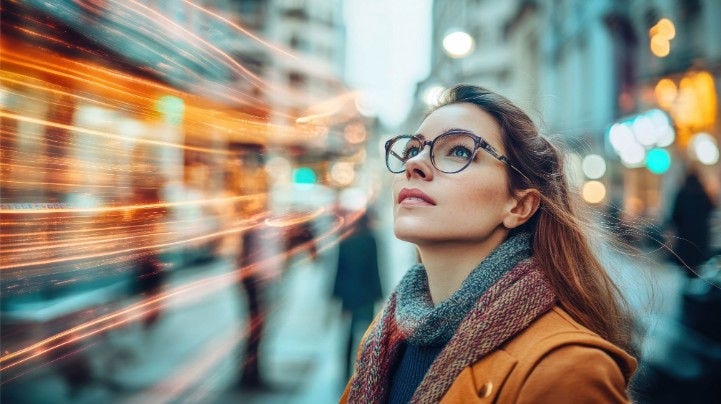 woman looking upwards