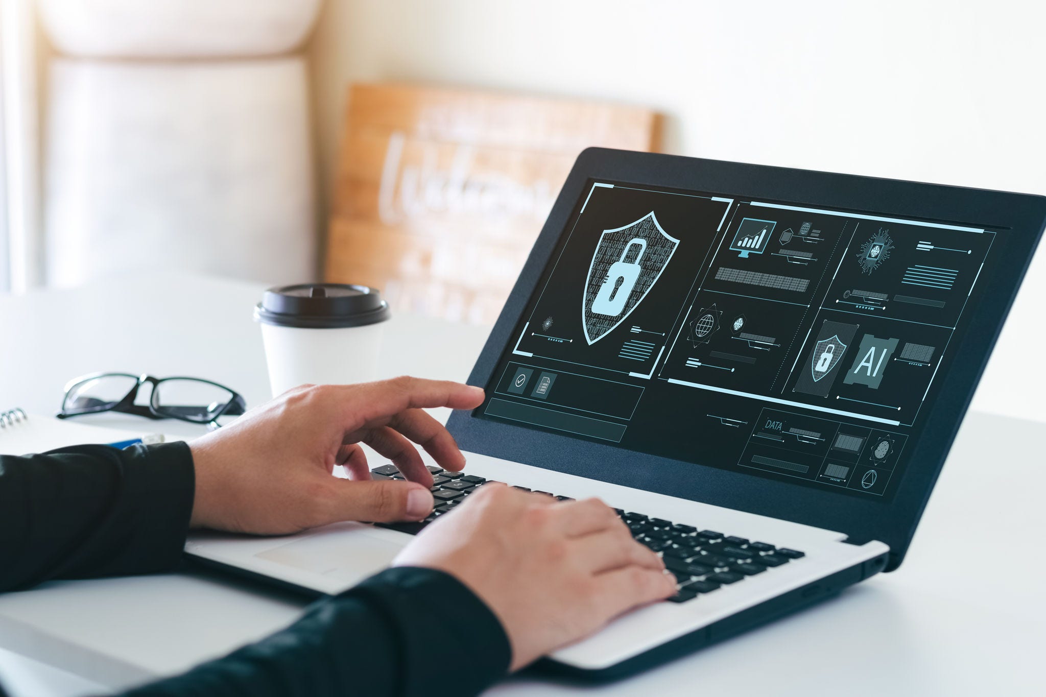 Concept of cyber security, information security and encryption, secure access to user's personal information, secure Internet access, cybersecurity.