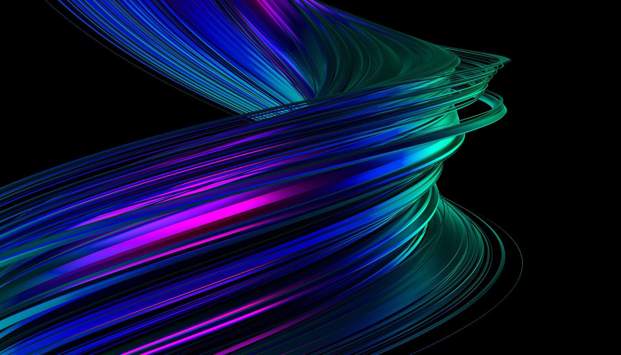 Abstract 3d rendering of twisted lines. Modern background design, illustration of a futuristic shape