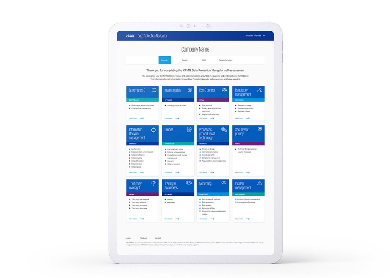 Data Protection Navigator Screen 2 – Findings and Maturity Dashboard Data Protection Navigator Screen 2 – Findings and Maturity Dashboard