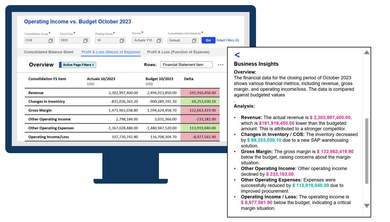 Screenshot of Business Insights im Review Booklet
