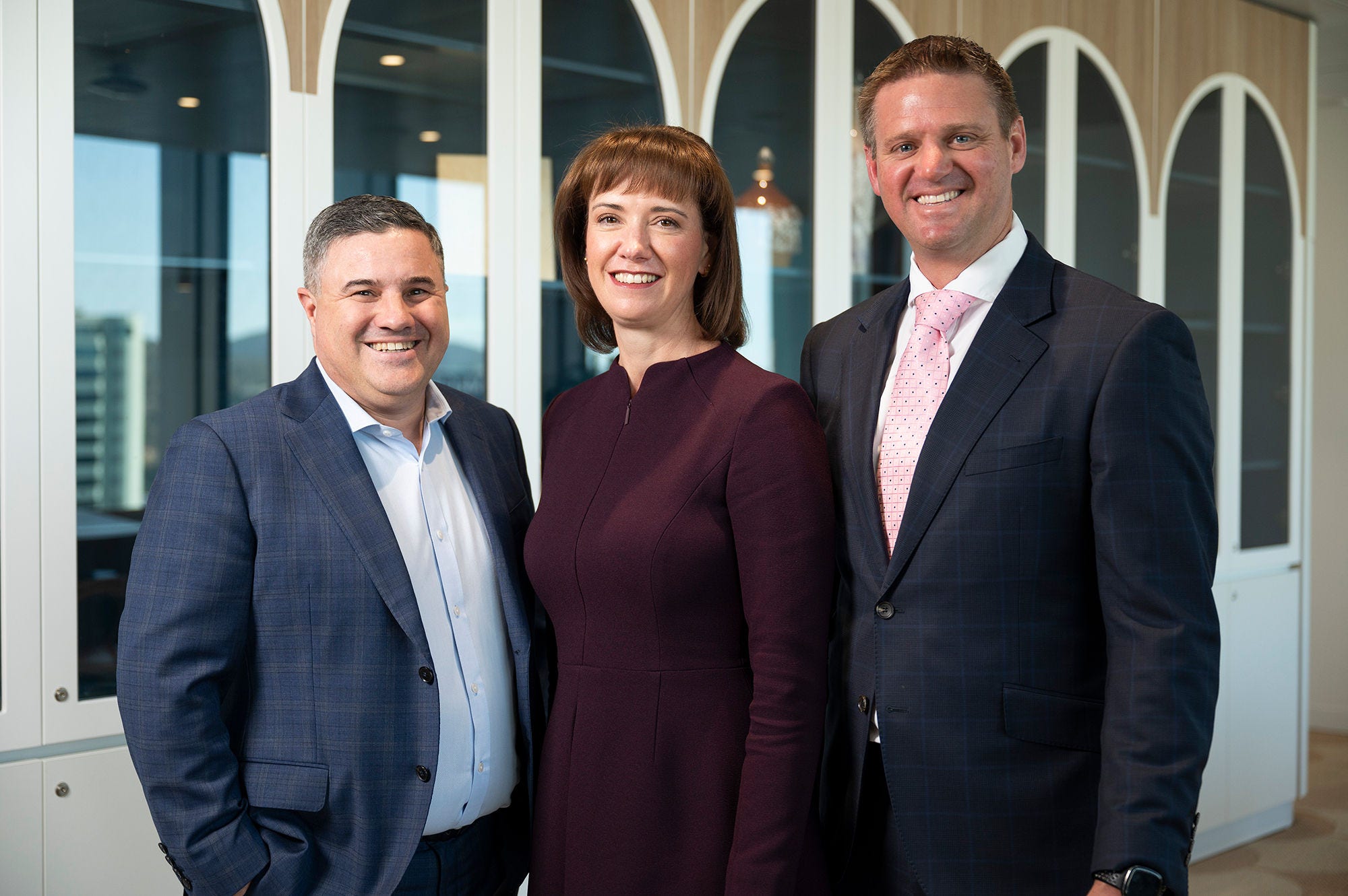 National Managing Partner of KPMG Enterprise, Naomi Mitchell, with George Skillin and Michael McRoberts of Chartertech