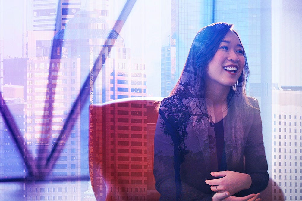 KPMG Impact Report 2024 woman sitting on a chair in an office triple exposure Woman sitting on a chair in an office triple exposure