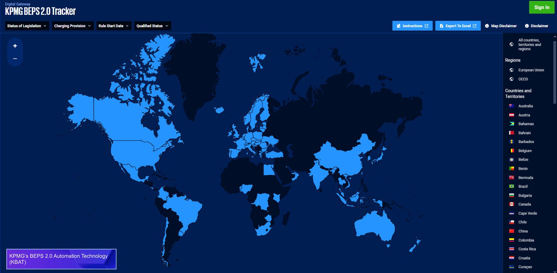 KPMG BEPS 2.0 Tracker画面