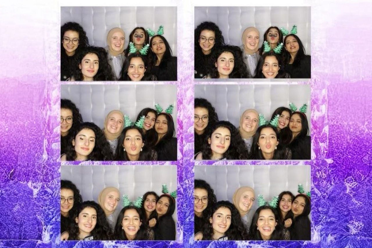 A collage of pictures from a party