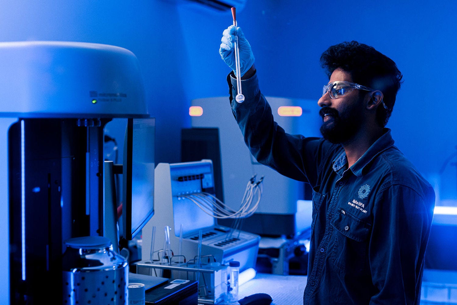 Alpha HPA client story Alpha HPA product development engineer Dr Nikhil Aravindakshan at the company’s Product Development Centre in Brisbane (Image source: Alpha HPA)
