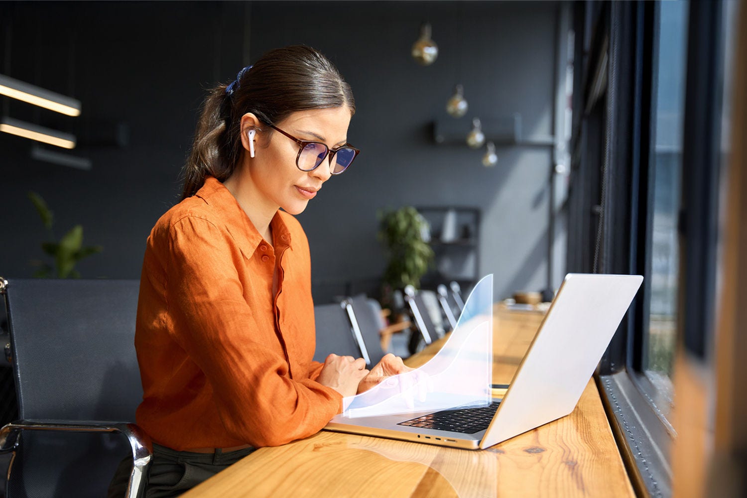 Woman working on laptop
