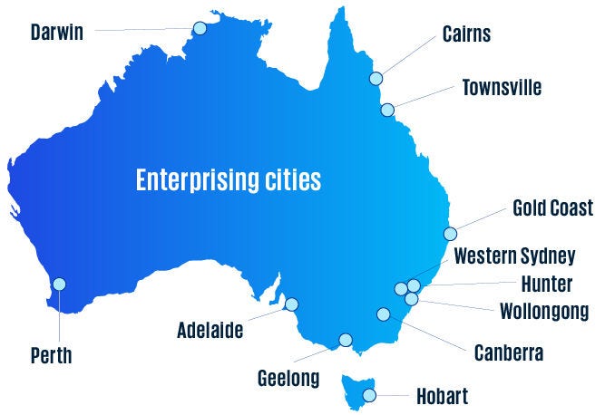 Enterprising cities map –Australia (2024) – Mobile Enterprising cities map –Australia (2024) – Mobile