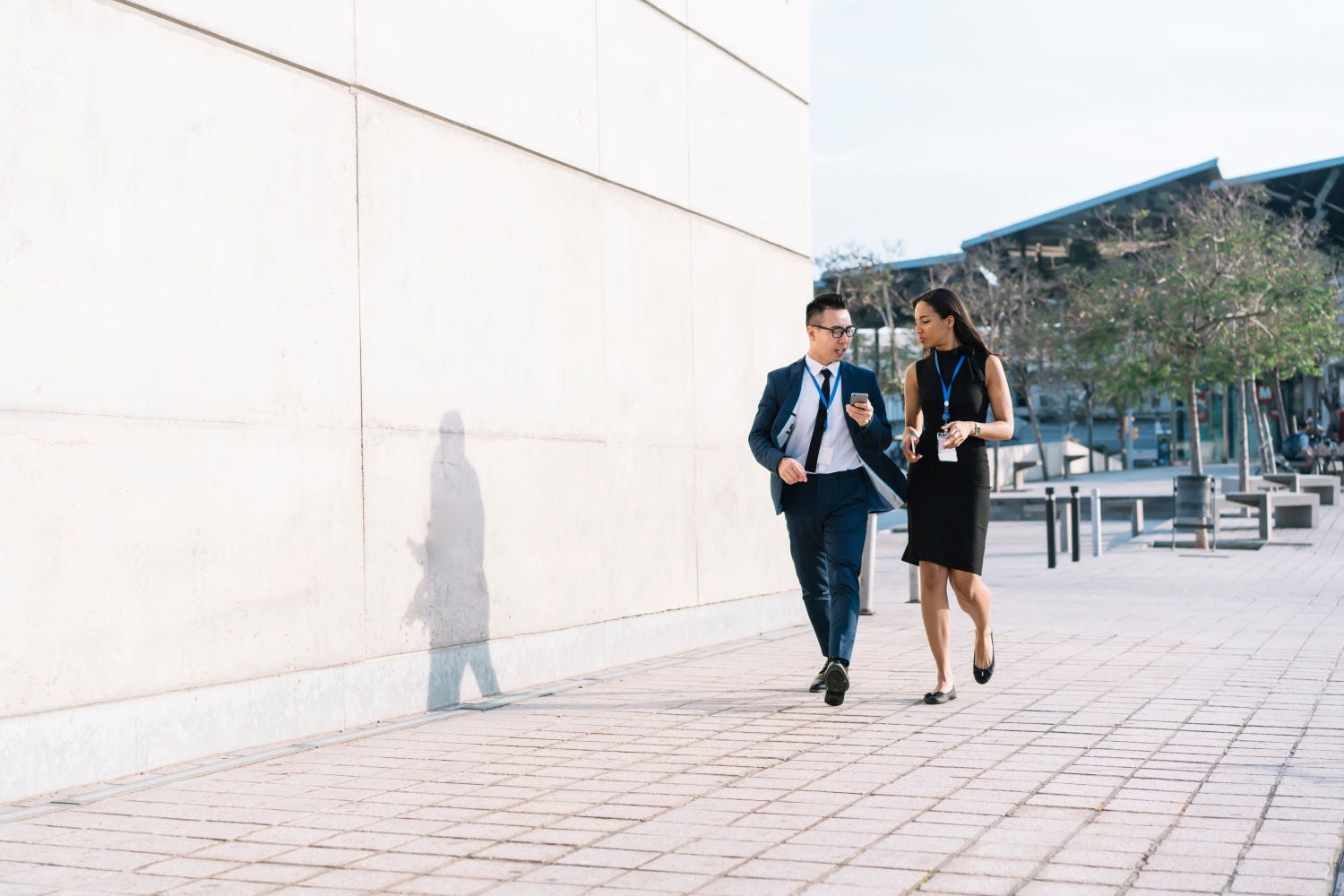 Two colleagues are walking