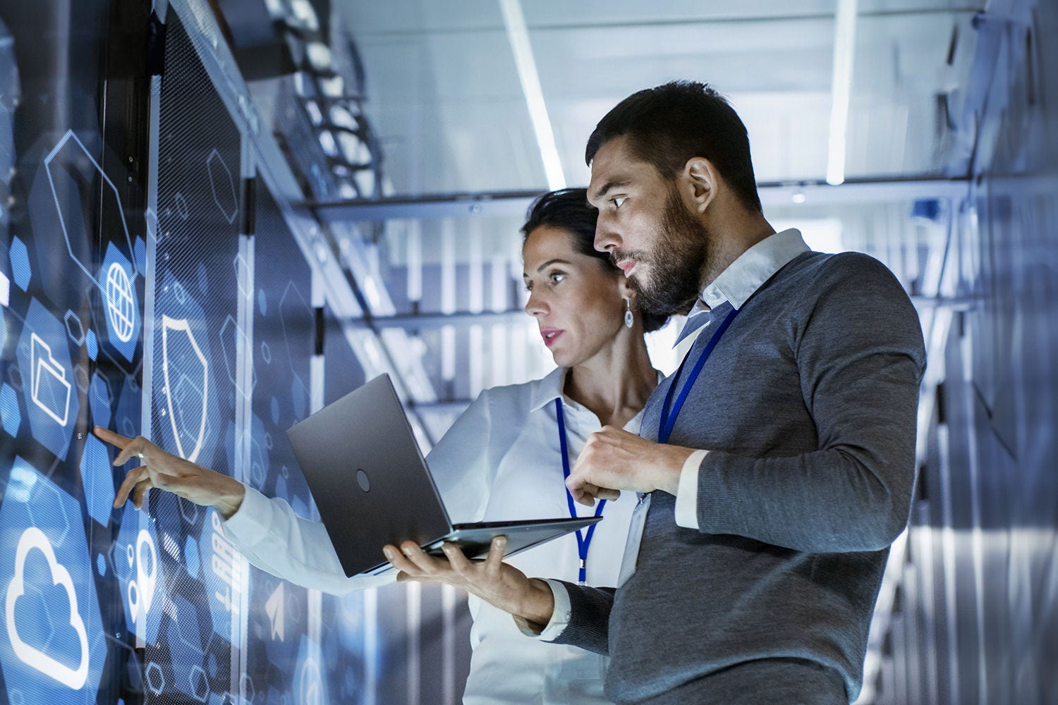 Two employees working