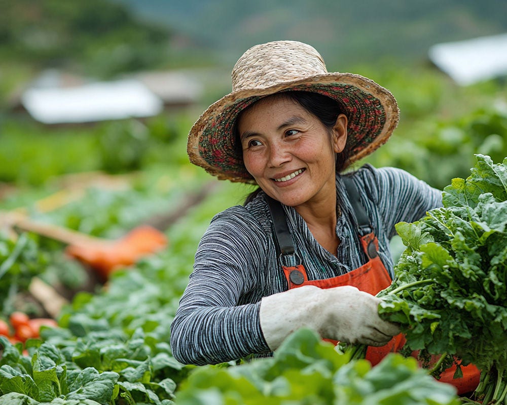 Woman farming vegetables