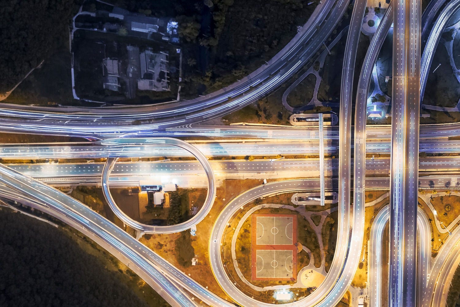 Motorway junction at night