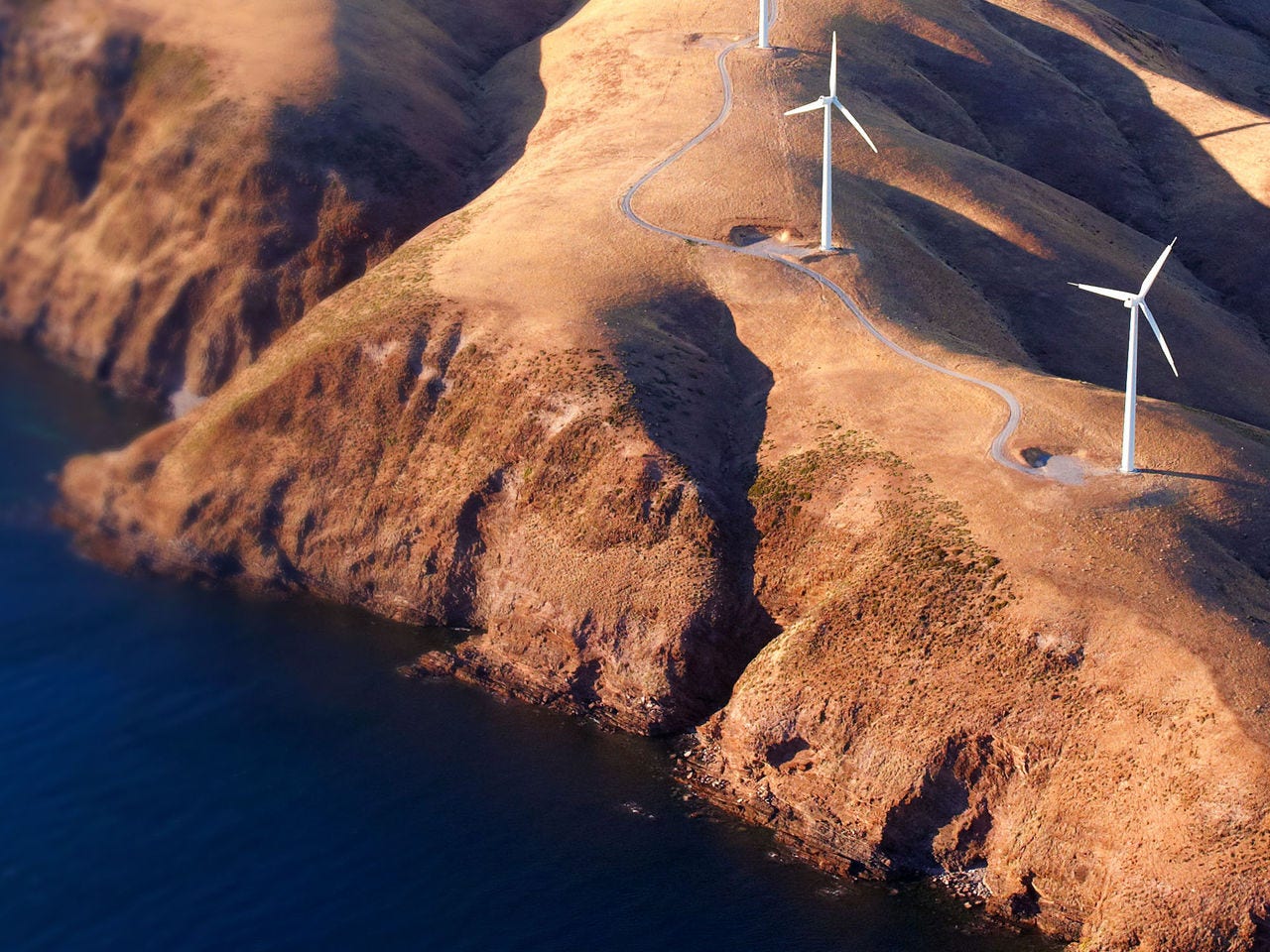 South Australian wind turbines along cliffs South Australian wind turbines along cliffs