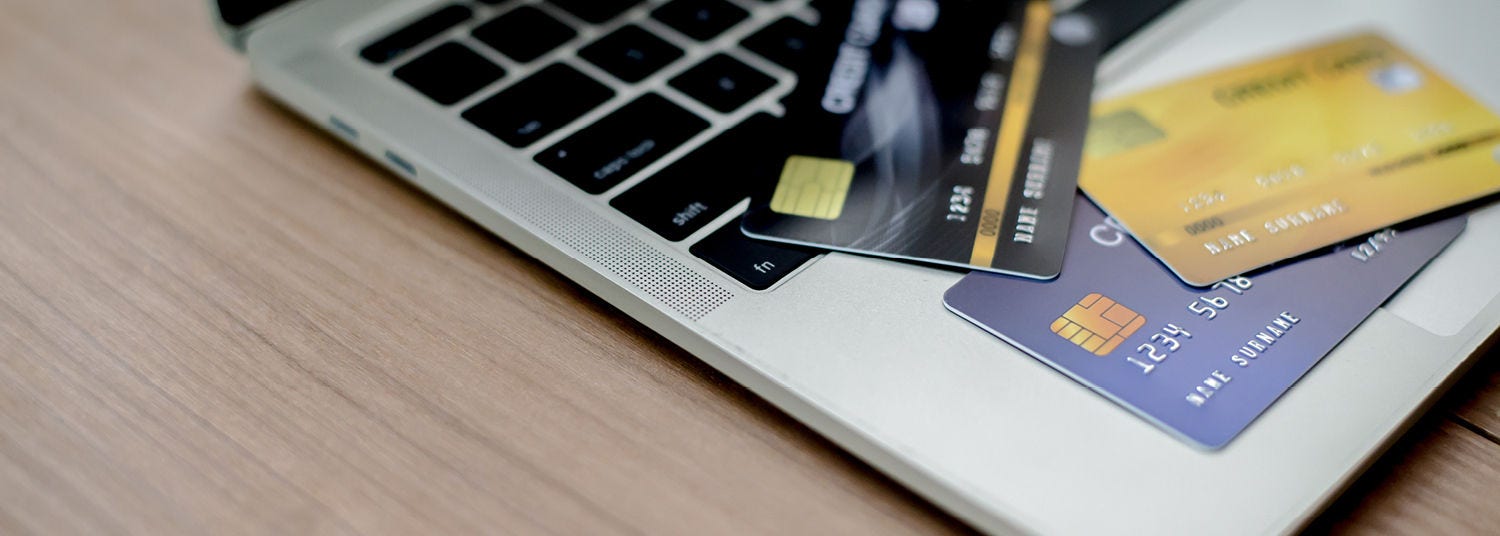 Laptop with multiple credit cards
