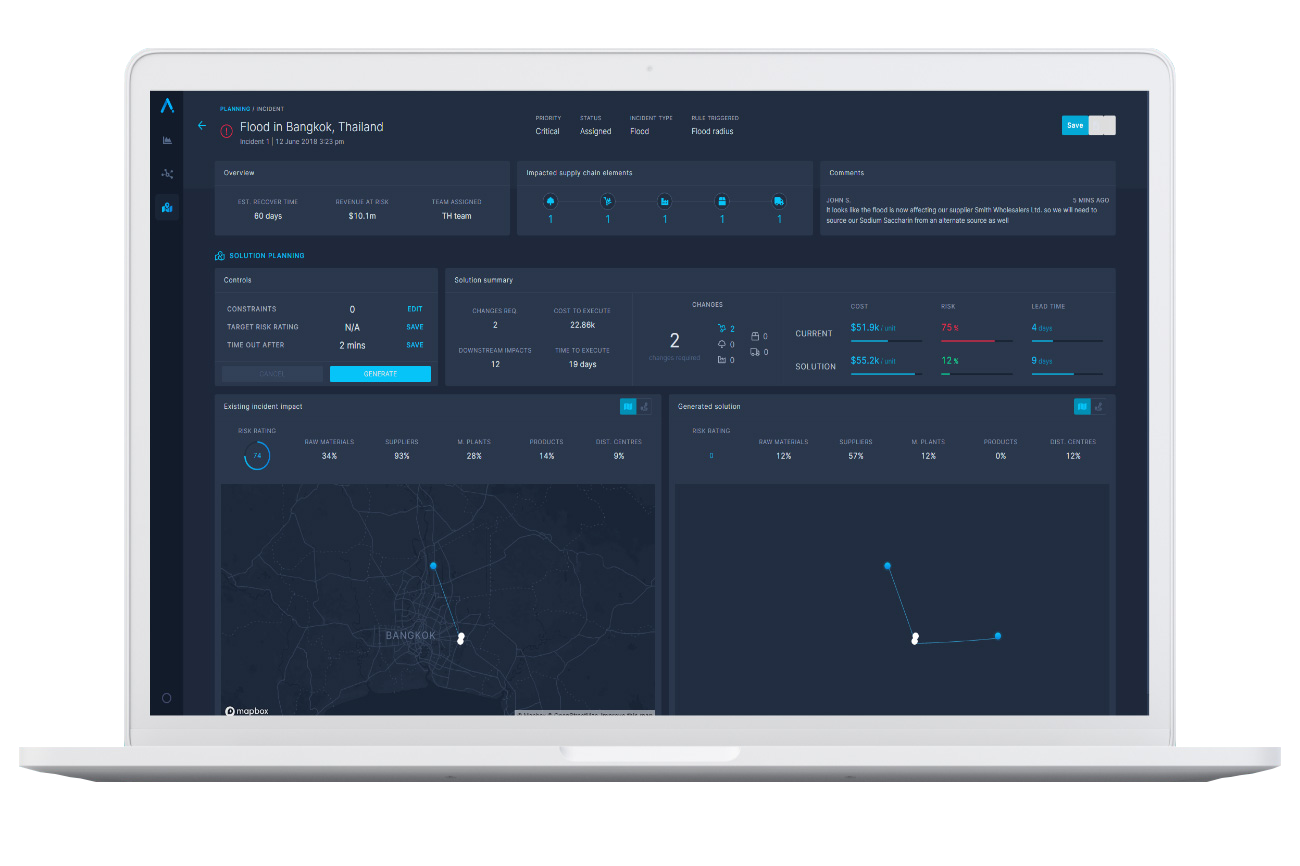 Supply Chain Predictor Screen 1 – Advanced Scenario modelling Supply Chain Predictor Screen 1 – Advanced Scenario modelling
