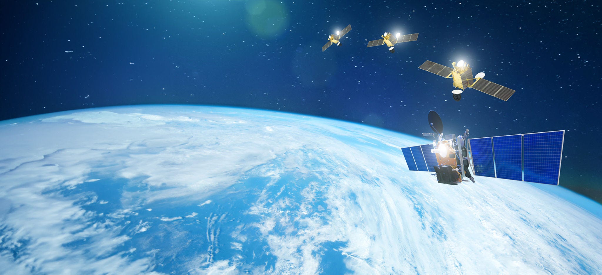 宇宙に浮かぶ人工衛星