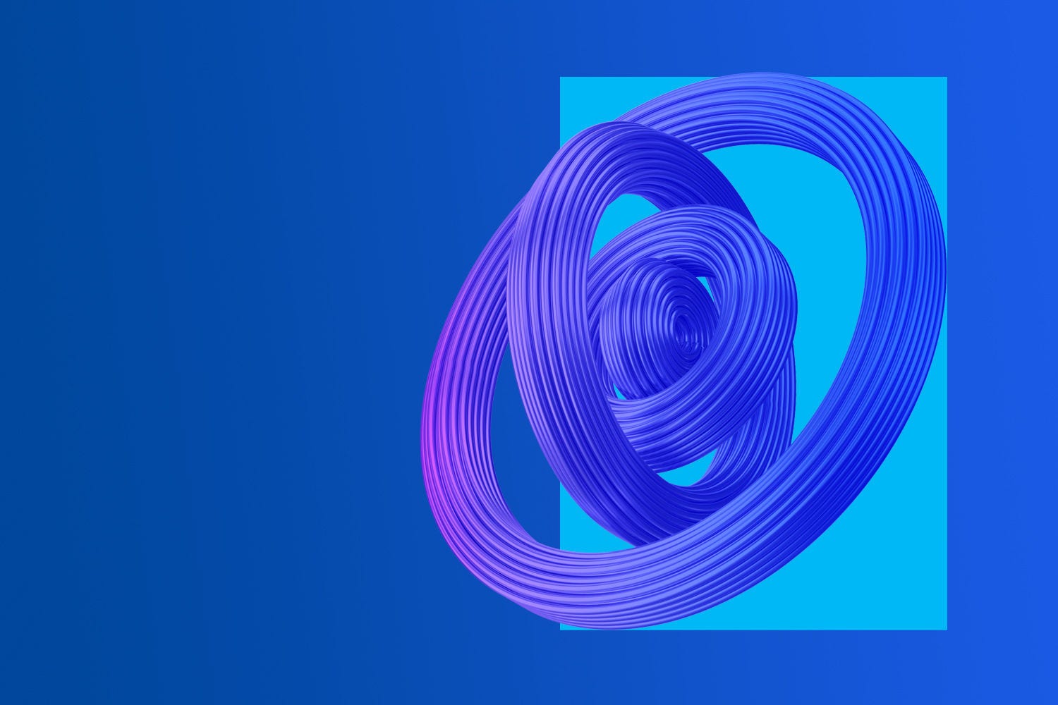 Abstract purple blue loops on cyan and blue background