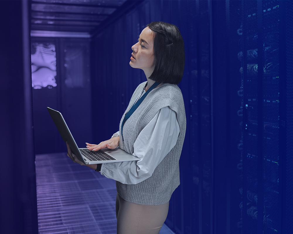 Woman at data centre