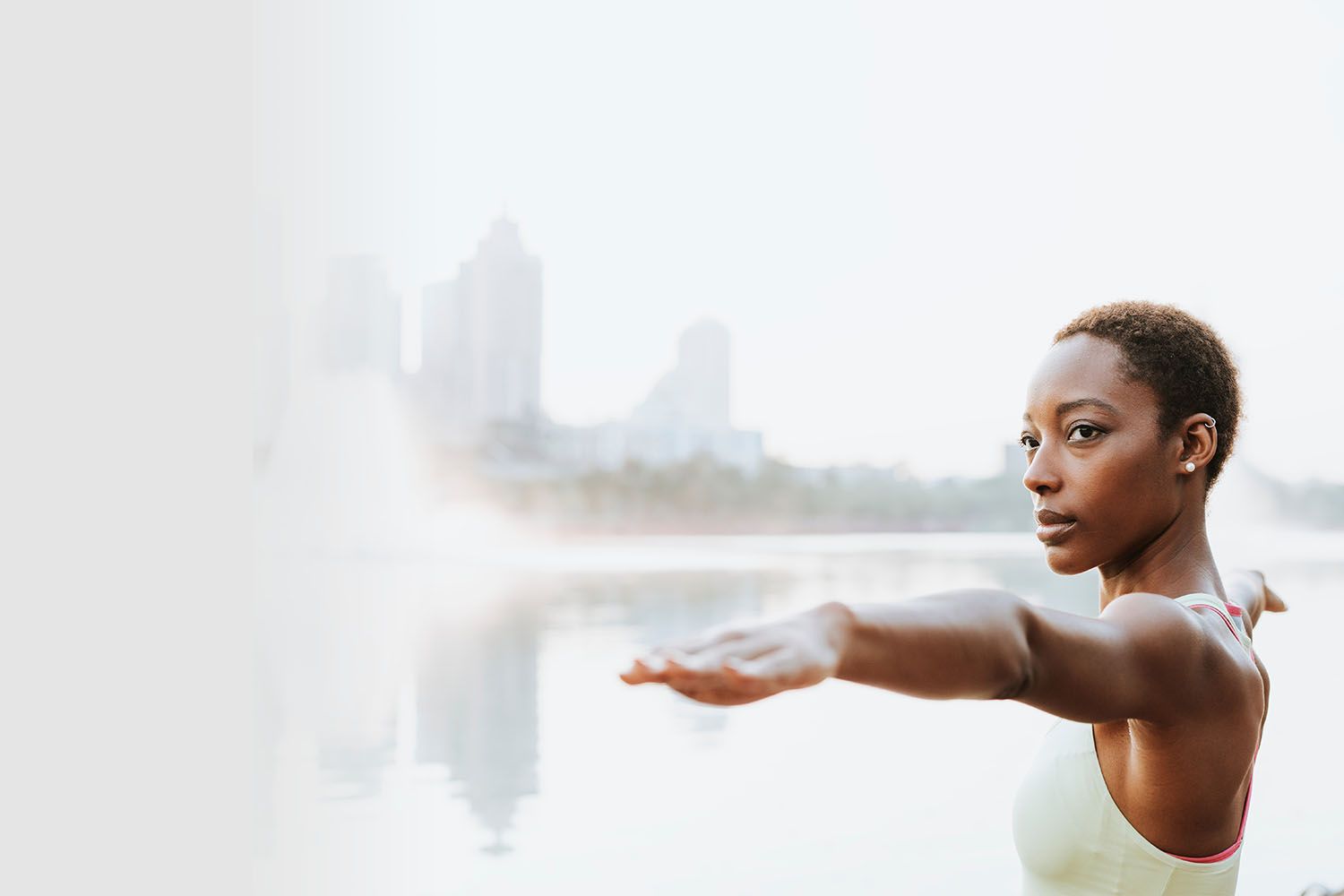 Yoga next to a lake