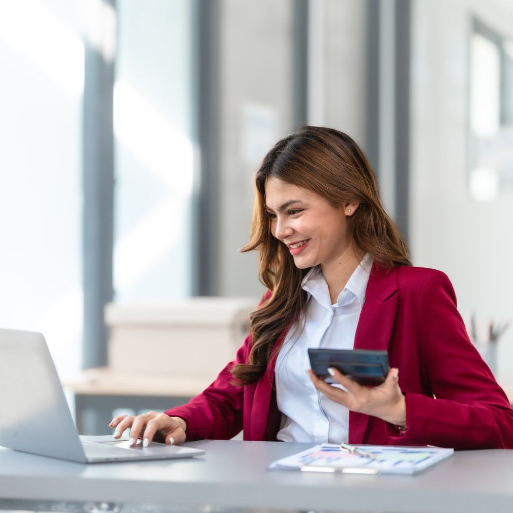 A woman working